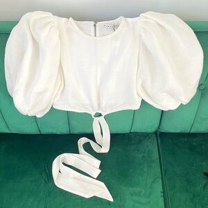 Alice + Olivia Puff Sleeve Crop Top NWT